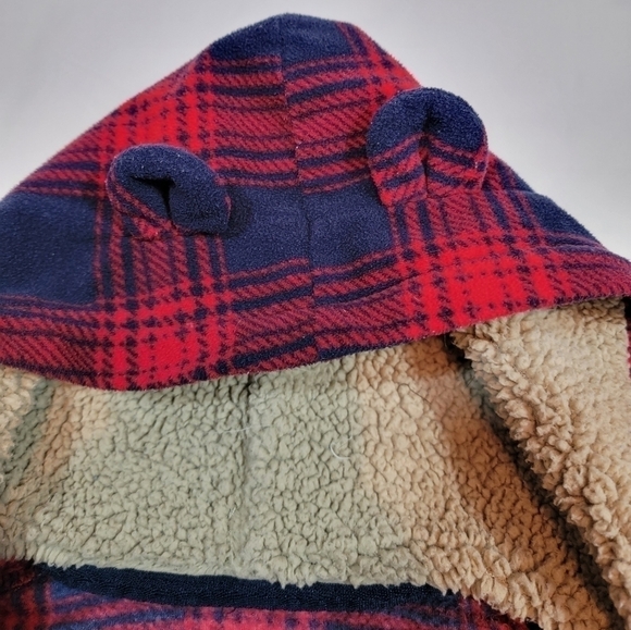 CARTERS Mountain Wilderness Guide Hooded Fleece Jumpsuit Plaid Size 18 Months - Picture 5 of 5